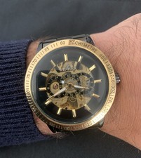 WINNER Automatik Uhr – Skeleton Design, Schwarz-Gold, läuft einwandfrei