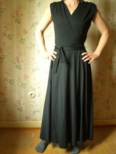 schwarzes langes Wickelkleid Vintage ca. 80er Jahre Gr 40