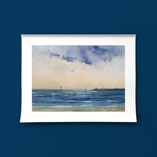 Original Aquarell Bild Meer