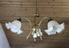 Lampe Deckenlampe Kronleuchter alt schwer 3 Arme Gold Optik Rarität Old Retro **