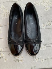 Gabor Ballerina 7 1/2  (41) Schwarz Nubuk Leder Lack Gummisohle