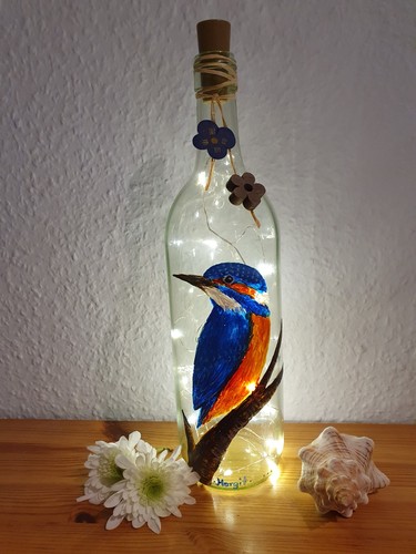 Flaschenlampe mit handgemaltem