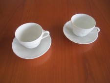 Hutschenreuther 2 Mokkatassen / Espressotassen mit Untertassen * Dresden weiß