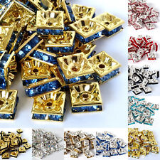 Strass Rondelle Zwischenperlen Spacer Rhinestone Rondell QUADRATISCH 8mm 10 Stk