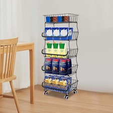 5 Etagen Regalwagen Küchenregal Stapelbar Gemüsekorb Obstkorb Aufbewahrungskorb