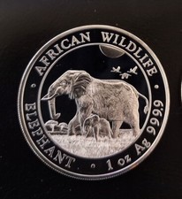 Somalia Elefant 2022 - 1 Oz Silber, 1 Unze, BU.