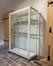 GLAS VITRINE, LADEN VERKAUFS VITRINE, Metall, weiß, Glasfächer