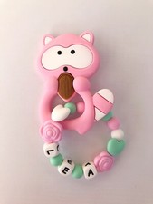 Silikonring Baby Armband Beißring mit Name Beißanhänger Taufe Geburtstag