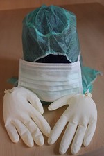 OP ARZT Haube Mütze Handschuhe Mund ideal f. Karneval Fasching Halloween 