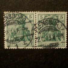 DR 1905: 2x FM 5 Pfg. Germania, waagerechtes Paar!, m. Rundst."FLENSBURG"