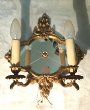 Wandleuchte im Barockstil - 2-armig - Massiv Messing mit Spiegel