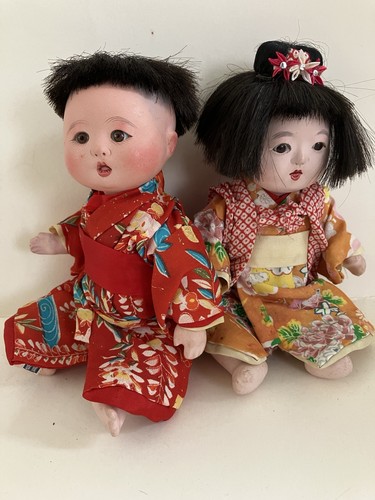 Zwei kleine gofun puppen - zwei,