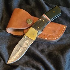 Damastmesser Klappmesser Einhandmesser Jagdmesser TaschenMesser Horn  (SF10)