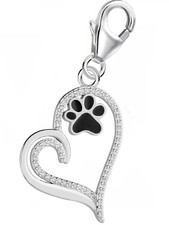 Zirkonia Pfote Herz Charm 925