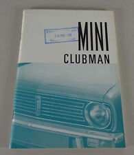 Betriebsanleitung / Handbuch British Leyland Austin Mini Clubman Stand 06/1971