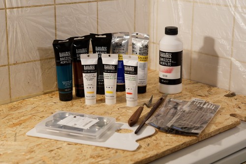 Farben und pinselset acryl - farben,