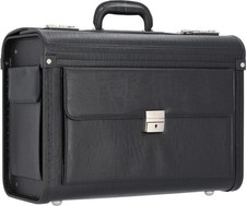 Pilotenkoffe Alassio,  Kustleder, schwarz, Außenmaße: 46 x 35 x 21,5 cm, 