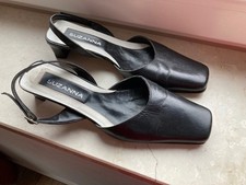 Slingpumps Leder schwarz Gr