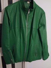 Damen Leder Jacke Grün 40
