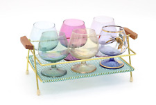 6x Bunte 50er / 60er Likörgläser Likörkelche Schnapsgläser mit Ständer Set