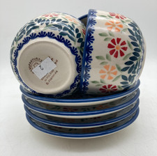 Original Bunzlauer Keramik Set 4 Tassen/Untertassen - Adelheid - II Wahl