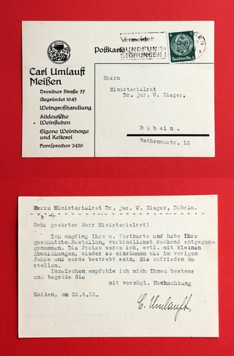 Reklame meissen 1933 - ak, carl