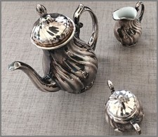 Antik Vintage Silber Kaffee Service 1000/000 Silberauflage 3 teilig