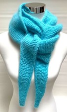 Handgestricktes Tuch Dreieckstuch  Schal Handarbeit Angora türkis Neu