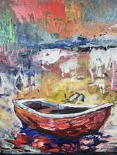 Ölbild Meer Boot  Bunt Modern Art Alexander Diener Kunst Unikat Wandbild Bild