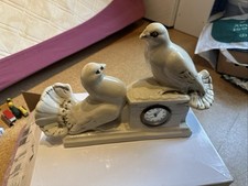 Uhr Tischuhr Kaminuhr Keramik Tauben Vögel