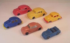 Lot Plastik VW Käfer Beetle 50-70er Jh. 5-6cm Jean Höfler, Manurba u.a. #7754