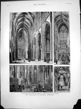 Alte Fertigstellung Kölner Dom Innenschiff Chor Altar Glocke 1880 viktorianisch