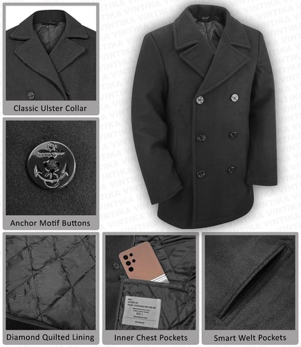 Pea coat navy - navy, military