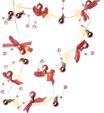 LED Lichterkette Silberdraht Weihnachten "Kugeln & Schleifen" 10 LED´s