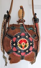 Hirtenflasche Ungarn 29 cm Fellflasche Trinkflasche handgefertigt Vintage 70er