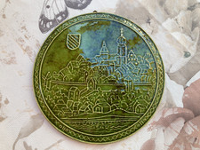 Keramik wandteller grün stadt - wandteller,
