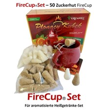 FireCup Set mit Keramikbecher + 50 Zuckerhüte (Zimt & Weiß) für Feuerzangenbowle