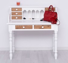 Schreibtisch Schminktisch Sekretär Kosmetiktisch weiß / braun Landhaus Vintage
