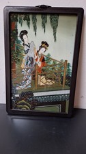 Asiatisches Hinterglasbild Hinterglasmalerei Geisha Frauen