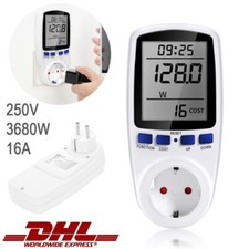 EU 3680W Leistungsmesser Wattmeter Stromzähler LCD Energiemonitor Stromverbrauch