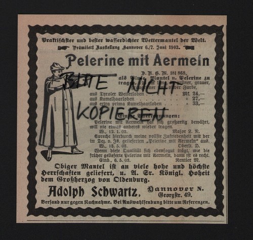 Hannover werbung 1903 adolph - hannover,,