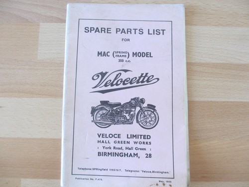 Velocette spare parts list - velocette,