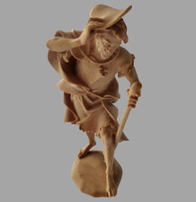 Handgeschnitzt natur Lindenholz: Mann mit Hut  15 cm ca. 1980 bayrischer Wald