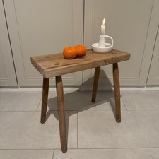 Alte kleine Bank Bänkchen Tisch Hocker Schemel Eichenholz / L44 B20 H41 cm