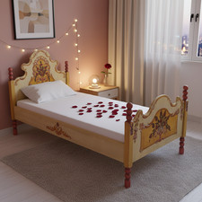 Bauernbett Bett Landhaus bemalt Vintage Holzbett Einzelbett Kinderbett Gästebett