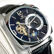 Exklusive Aokulasic Automatikuhr 21 Juwels Silber Schwarz 41mm Glasboden