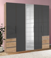 Kleiderschrank Level 250x58x236cm Schlafzimmerschrank plankeneiche grauglas Schu