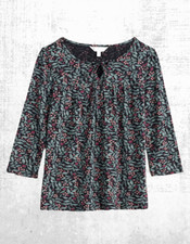 Damen Seasalt Jersey Top Schwarz River’s Keramik Baumwolle Blumenmuster Ende