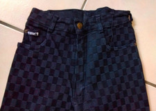 TARK'1 Hose Stretch karo Kariert Schwarz Disco 80er 90er Vintage Eng Skinny