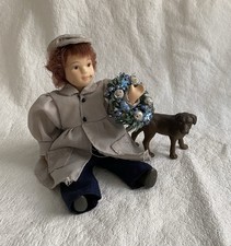 Dekoration 1:12  - Miniatur Figur f. Puppenhaus: Handwerker mit Hund